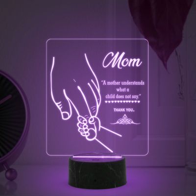 Mom Engraved Led Night Lamp with Automatic Color Changing Light Gift for Mom Birthday & Mothers Day